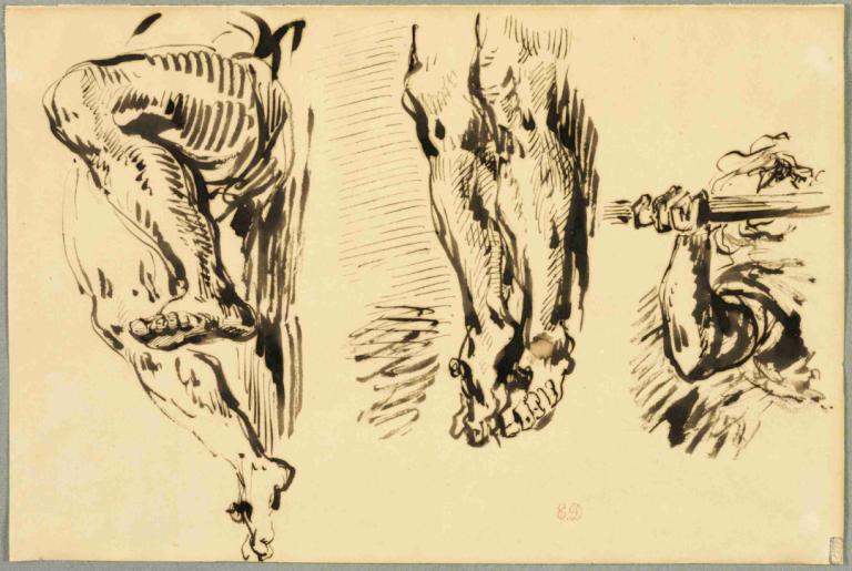 Study of Arms and Legs of Christ Crucified,Studie paží a nohou Krista ukřižovaného,Eugène Delacroix,Náčrt