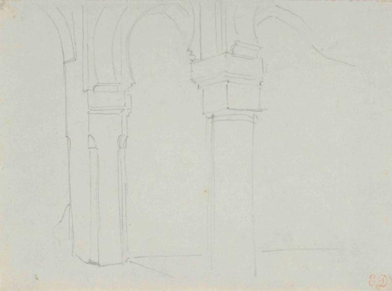 Study of a Moorish Arcade, Spain,Studie maurské pasáže, Španělsko,Eugène Delacroix,Náčrt,Náčrt, žádní lidé