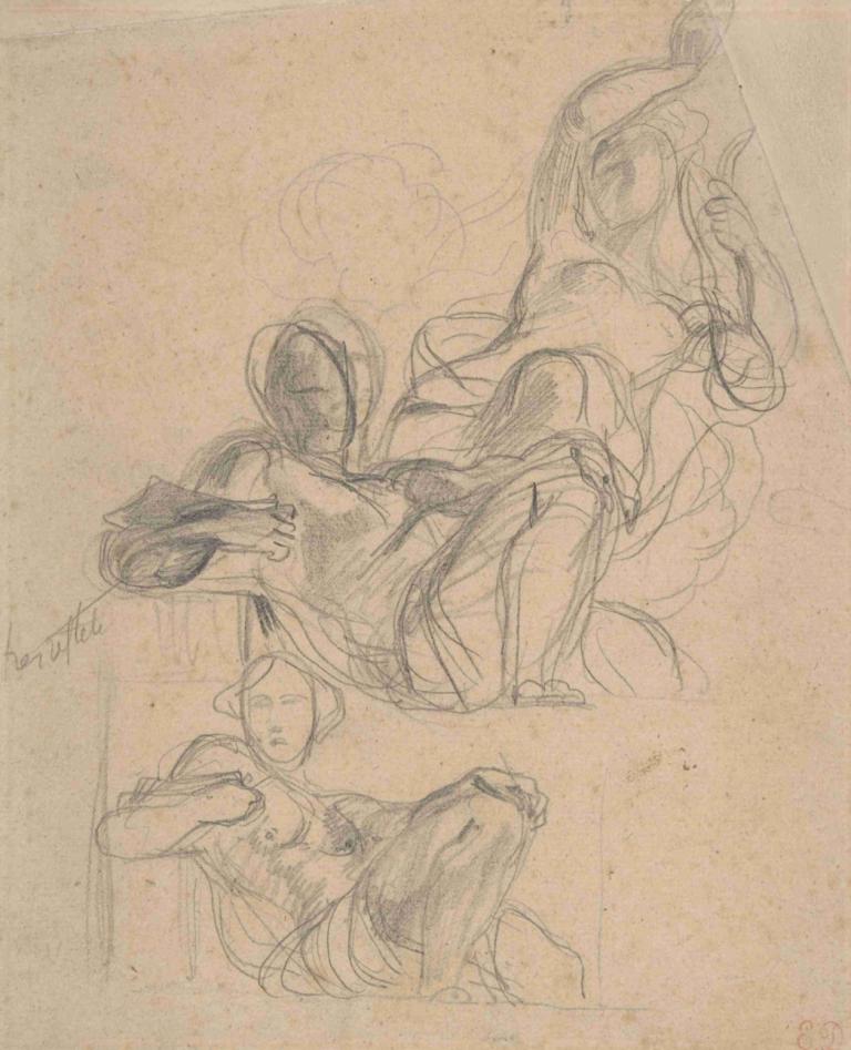 Study of a reclining figure, and a seated figure holding a lyre