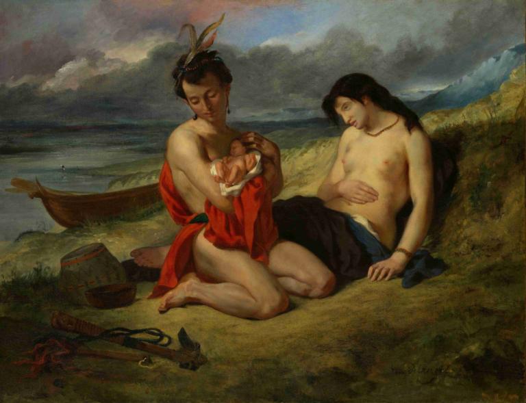 The Natchez,Natchez,Eugène Delacroix,Öljymaalaus,Öljymaalaus, kuvataideparodia, vesikulkuneuvot, vene