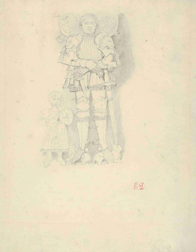 Tomb Effigies; A Man in a Suit of Armor beside a Child,Podobizna hrobek; Muž v brnění vedle dítěte