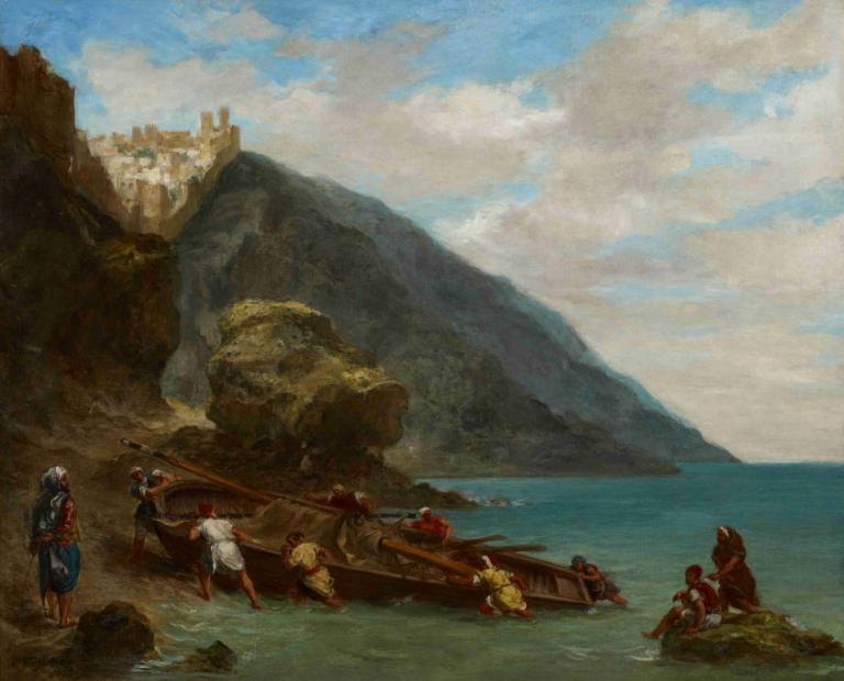 View of Tangier from the Seashore,Pohled na Tanger z pobřeží,Eugène Delacroix,Olejomalba,Olejomalba, venku