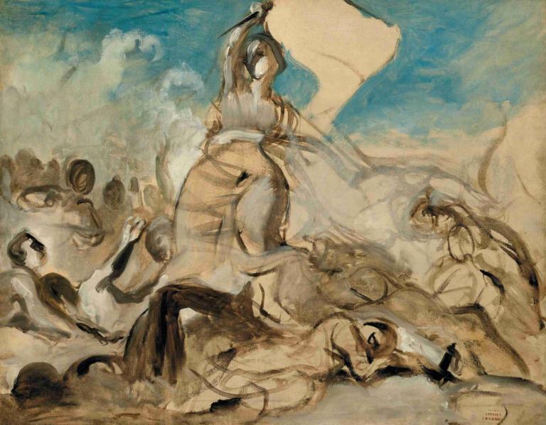 la liberté guidant le peuple,Svoboda v čele lidu,Eugène Delacroix,Olejomalba,Olejomalba, tradiční média