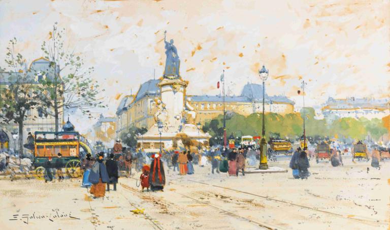 La Place De La République,Place De la République,Eugène Galien-Laloue,Olejomalba,Olejomalba, pozemní vozidlo