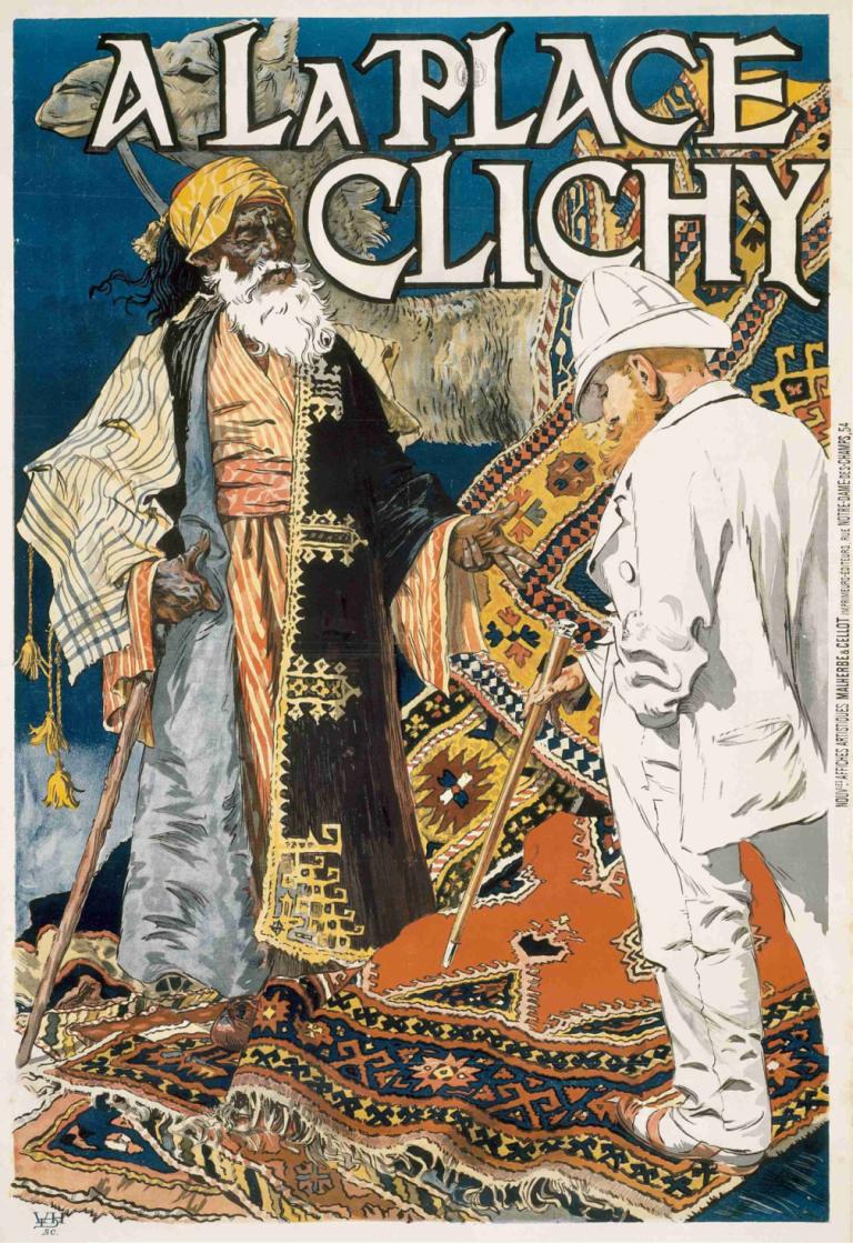 A la Place Clichy,Place Clichy'de,Eugène Grasset,İllüstrasyon,İllüstrasyon, birden fazla erkek, silah, şapka