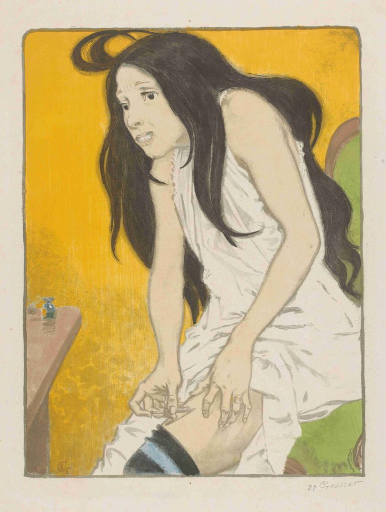 Morfineverslaafde vrouw,Wanita yang kecanduan morfin,Eugène Grasset,Ilustrasi,Ilustrasi, 1 gadis, solo