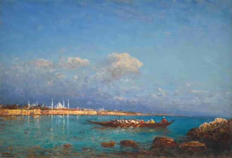 Constantinople From The Sea Of Marmara,Κωνσταντινούπολη από τη θάλασσα του Μαρμαρά,Félix Ziem,Ελαιογραφία