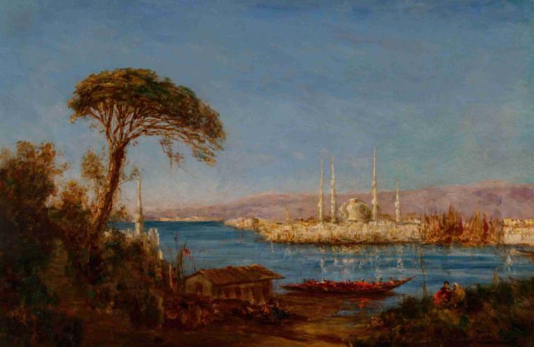 Constantinople,Konstantinopel,Félix Ziem,Ölgemälde,Ölgemälde, Landschaft, keine Menschen, Baum, draußen