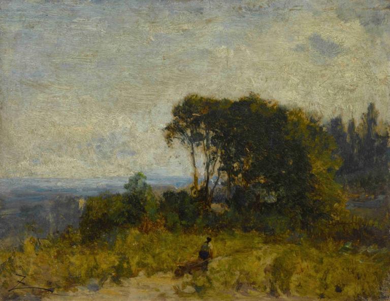 Environs de Barbizon,Barbizon Çevresi,Félix Ziem,Yağlı boya,Yağlı boya, ağaç, açık havada, solo, manzara