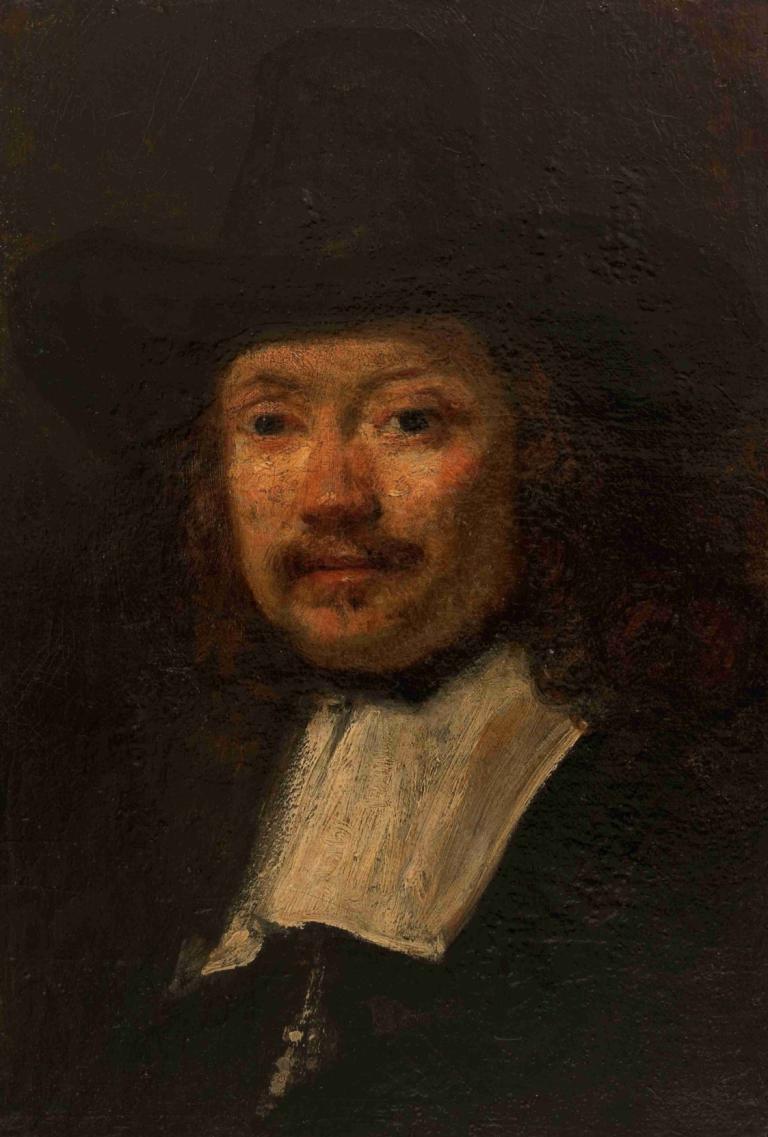 Etude d'homme [Les Syndics], copie d'après Rembrandt,Félix Ziem,Oil Painting,Oil Painting, solo, 1boy