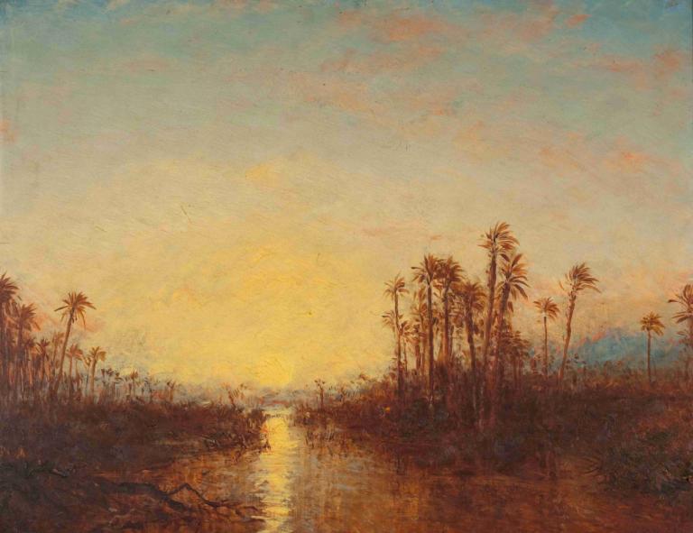 Khartoum, Coucher De Soleil,Jartum, puesta de sol,Félix Ziem,Pintura al óleo,Pintura al óleo, no humanos