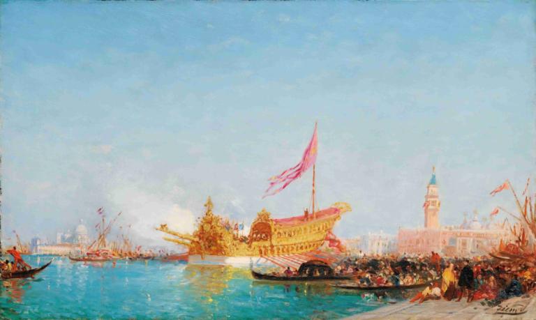 Le Bucentaure Vu Du Quai Des Esclavons, Venise,Bucentaurus Quai Des Esclavonsilta, Venetsia,Félix Ziem