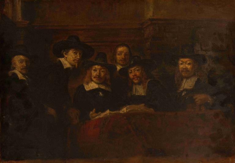 Les syndics des drapiers, copie d'après Rembrandt,Kangasalan syndikaatit, kopio Rembrandtin mukaan,Félix Ziem