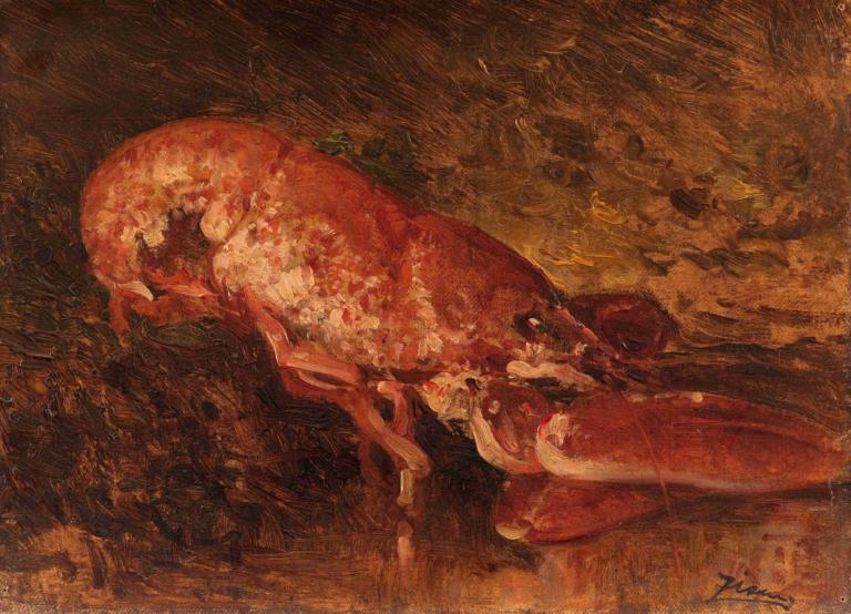 Nature Morte Au Homard,랍스터 정물,Félix Ziem,펠릭스 지엠,오일 페인팅,오일 페인팅, 독주, 인간은 없어, 동물, 서명