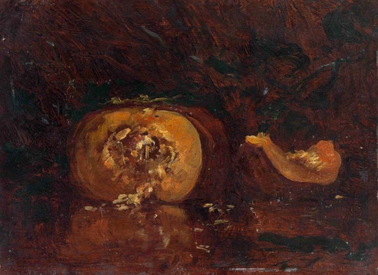 Nature Morte Au Potiron,Stilleben med gresskar,Félix Ziem,Felix Ziem,Oljemaleri,Oljemaleri, mat, solo