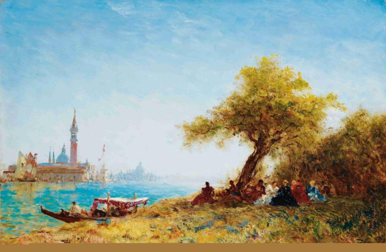 Resting In The Countryside Near venice,Ausruhen auf dem Lande in der Nähe von Venedig,Félix Ziem,Ölgemälde