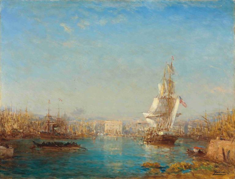 The entrance to the canal, Marseille,De ingang van het kanaal, Marseille,Félix Ziem,Olieverf,Olieverf