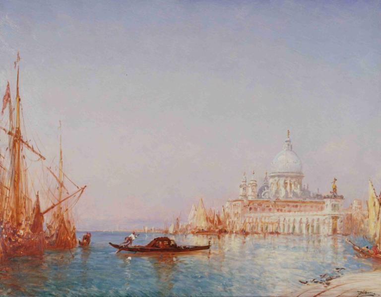 Venise, La Salute. Effet De Matin,威尼斯，礼赞早晨的效果,Félix Ziem,费利克斯-齐姆,油画,油画, 船只, 风景, 船, 水, 传统媒体, 船, 户外, 天空, 没有人类