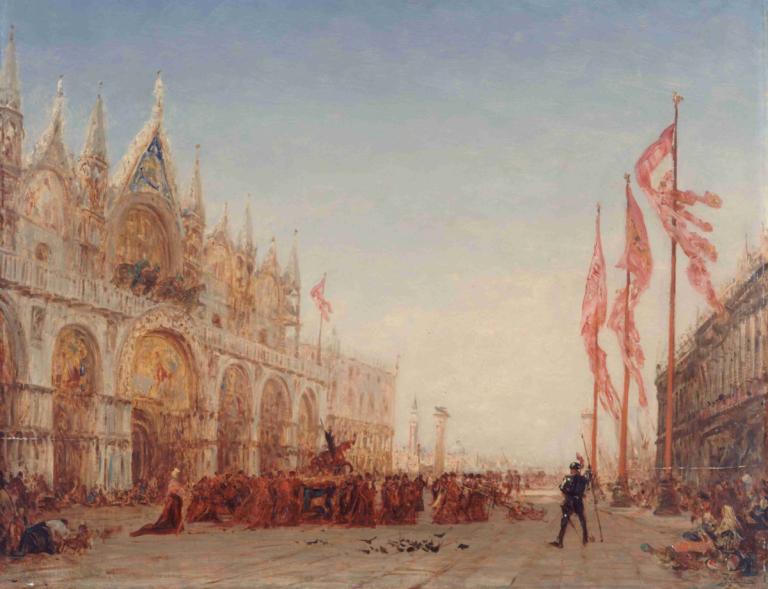 Venise, Procession De La Saint-Georges,Venedig, Sankt-Georgs-Prozession,Félix Ziem,Ölgemälde,Ölgemälde