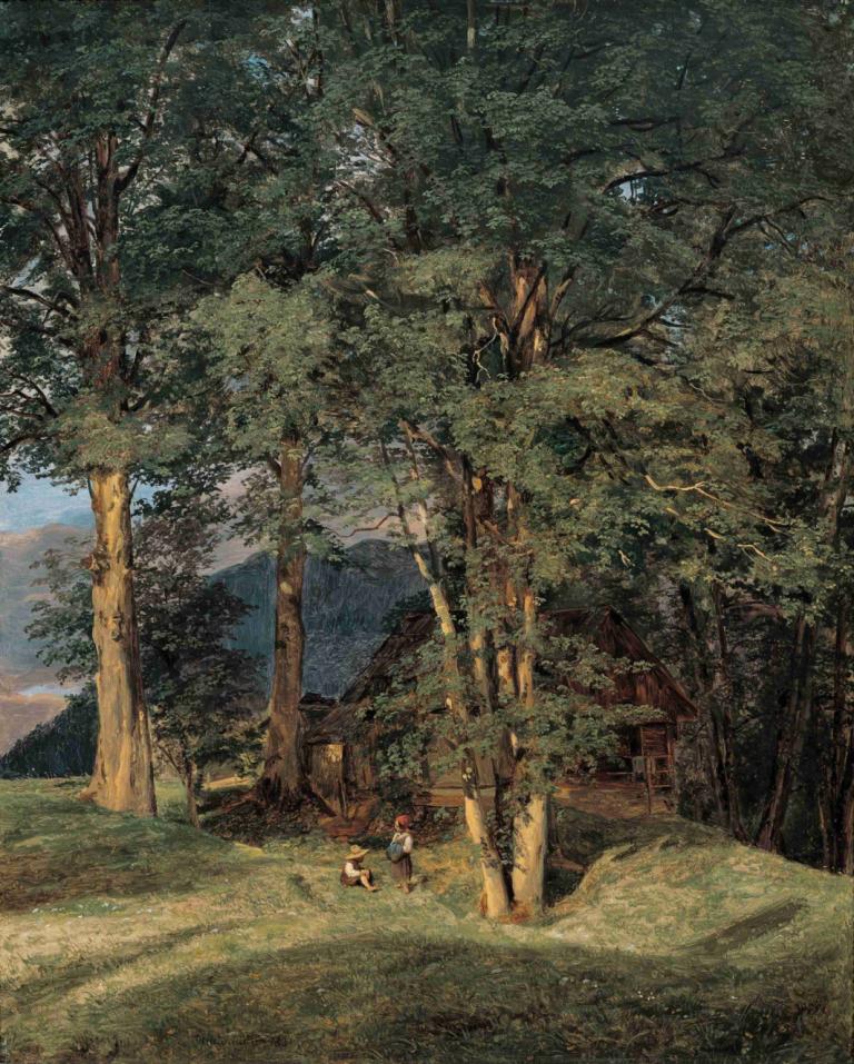 Ahornbäume bei Ischl,Ferdinand Georg Waldmüller,Oil Painting,Oil Painting, tree, outdoors, scenery, nature