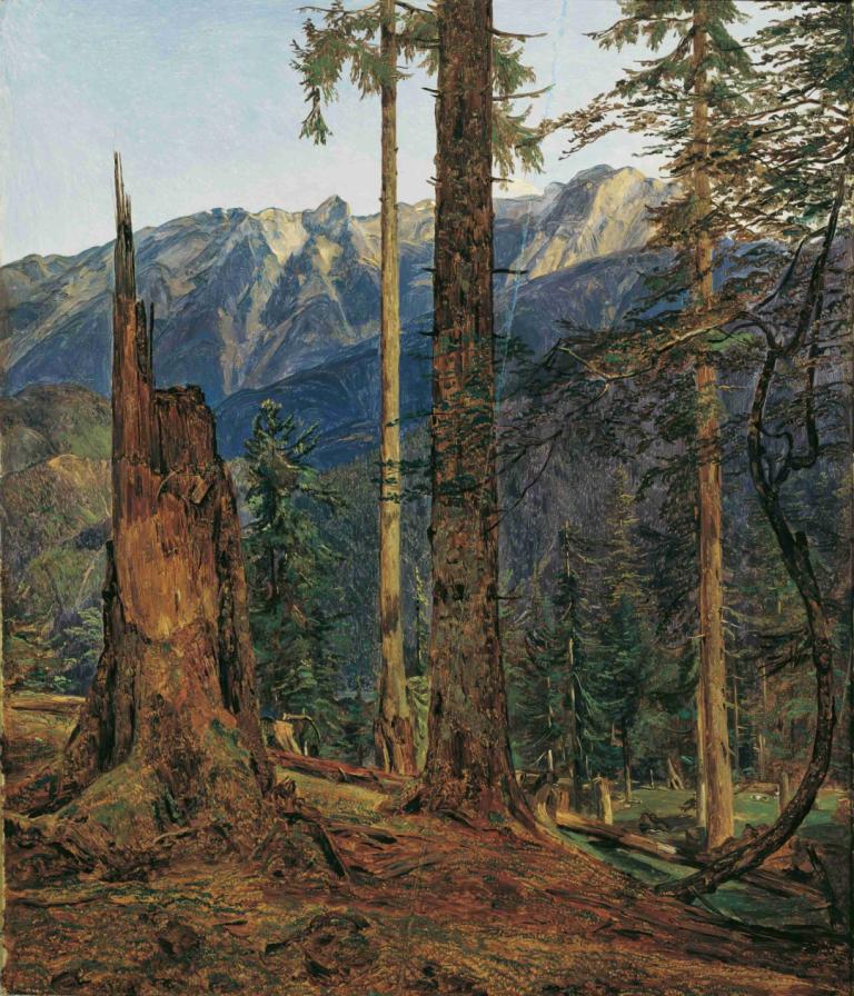 Das Höllengebirge bei Ischl,Ferdinand Georg Waldmüller,Oil Painting,Oil Painting, no humans, scenery, tree