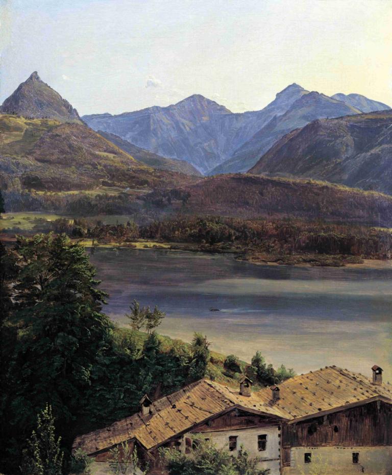 Der Wolfgangsee,Wolfgangsee,Ferdinand Georg Waldmüller,Oljemålning,Oljemålning, landskap, inga människor