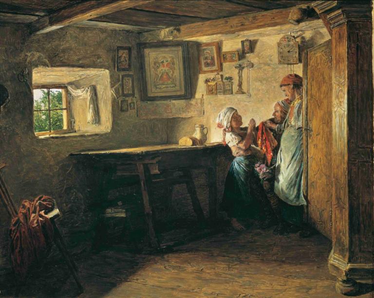 Der alte Kasten,Vanha laatikko,Ferdinand Georg Waldmüller,Öljymaalaus,Öljymaalaus, ikkuna, maalaus (esine)