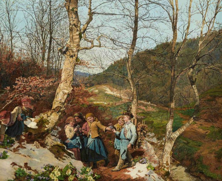 Early spring in the Vienna Woods,Tidig vår i Wienerwald,Ferdinand Georg Waldmüller,Oljemålning,Oljemålning