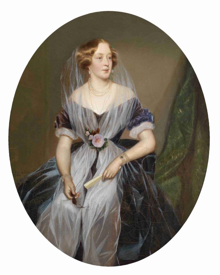 Portrait einer adeligen Dame,Ferdinand Georg Waldmüller,Ölgemälde,Ölgemälde, 1Mädchen, Solo, Kunstparodie