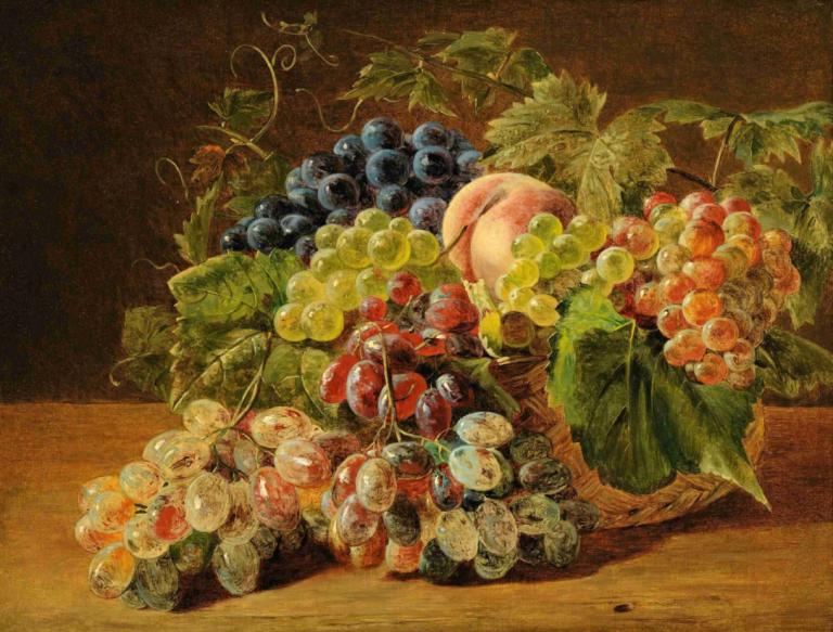 Still Life With Peaches And Grapes,Martwa natura z brzoskwiniami i winogronami,Ferdinand Georg Waldmüller