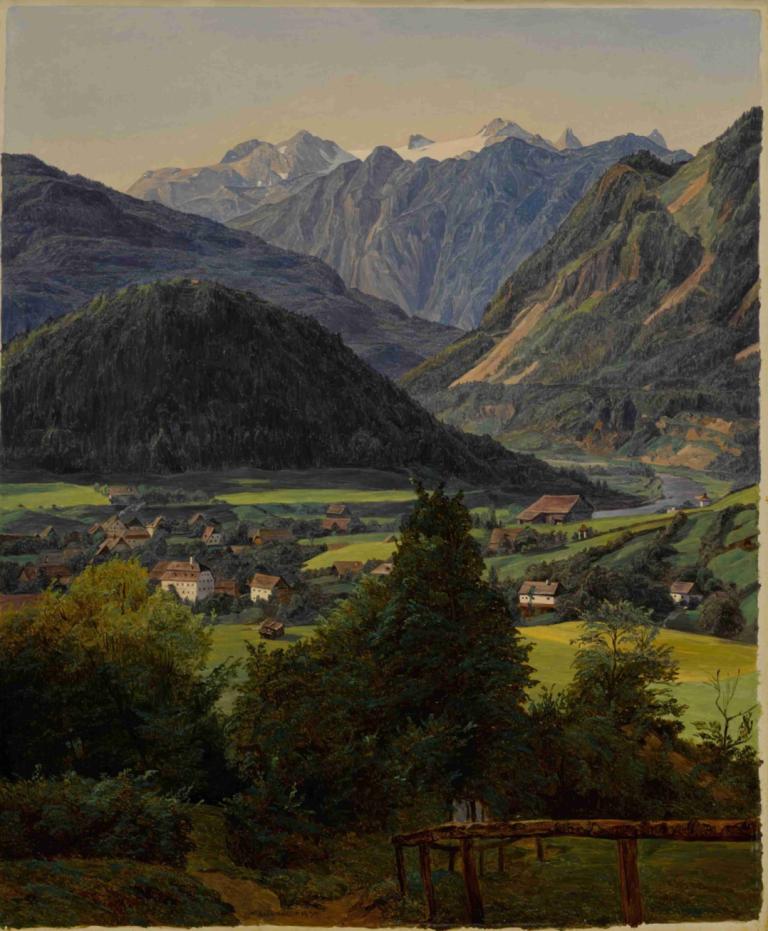 The Dachstein seen from the Sophienplatz,Dachstein sett från Sophienplatz,Ferdinand Georg Waldmüller