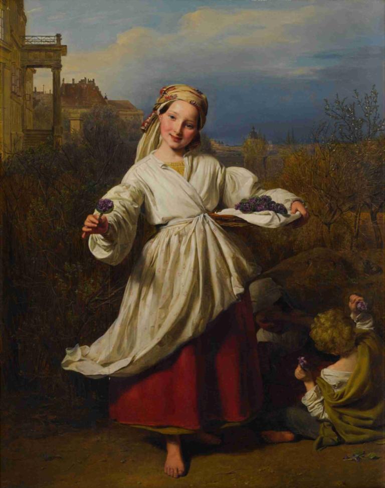 The Flower Seller,Blomsterförsäljaren,Ferdinand Georg Waldmüller,Oljemålning,Oljemålning, druvor, konstparodi