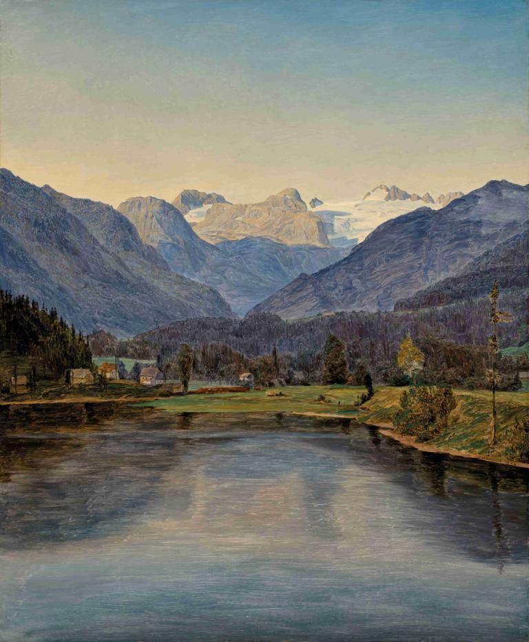 View Of Lake Altaussee And The Dachstein,Utsikt över Altaussee och Dachstein,Ferdinand Georg Waldmüller