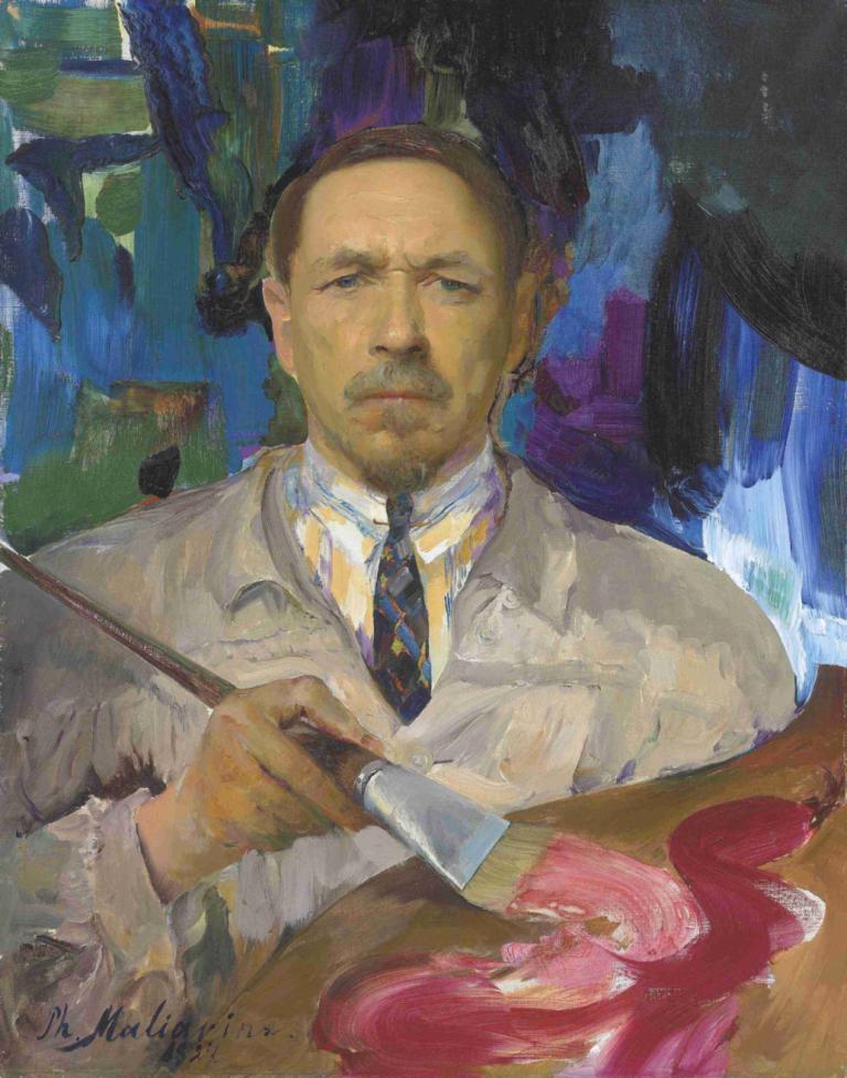 Self-portrait,Autoportret,Filipp Malyavin,Obraz olejny,Obraz olejny, 1chłopiec, męskie skupienie, solo