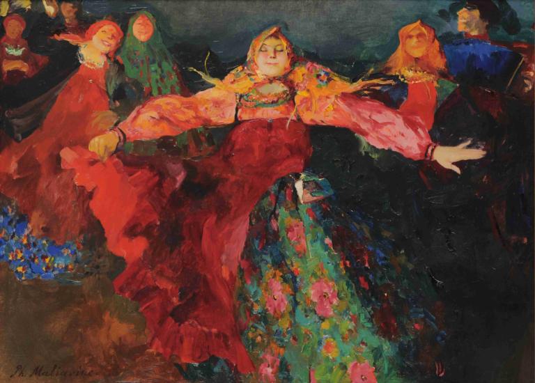 The Dance,Der Tanz,Filipp Malyavin,Ölgemälde,Ölgemälde, Tanzen, Kleid, Kunstparodie, geschlossene Augen