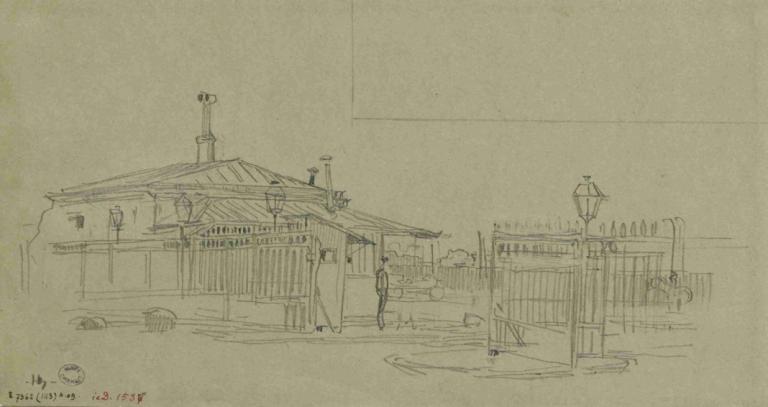 Barrière de Paris et pavillon d'octroi,Frédéric Houbron,Croquis,Croquis, pas d'humains, esquisser, monochrome