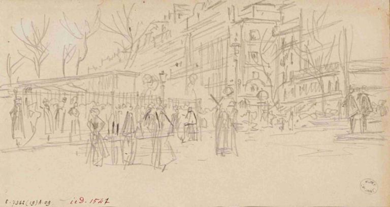 Boulevards extérieurs,Frédéric Houbron,Sketch,Sketch, sketch, tree, monochrome, multiple boys