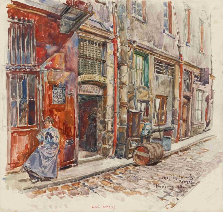 Entrée escalier A du Marché des Enfants-Rouges, en 1908. 3ème arrondissement,Frédéric Houbron,Oil Painting