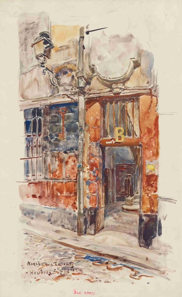 Entrée escalier B du Marché des Enfants-Rouges, en 1907. 3ème arrondissement,Frédéric Houbron,Oil Painting