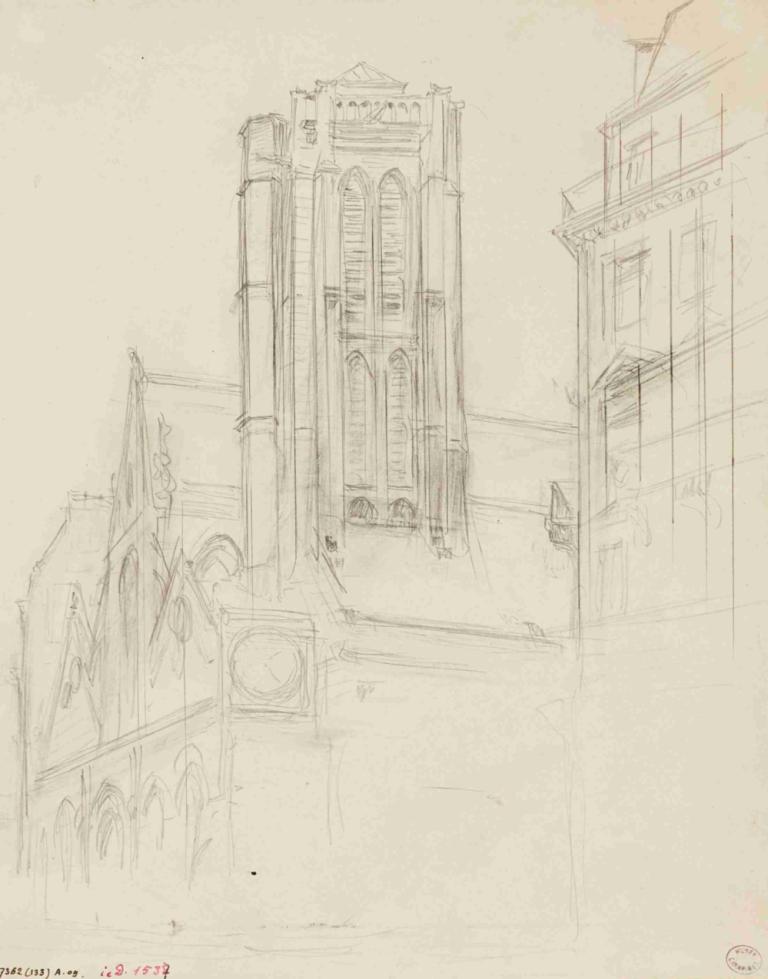 Façade et tour de Saint Nicolas-des-Champs. 3ème arrondissement,Frédéric Houbron,Croquis,Croquis