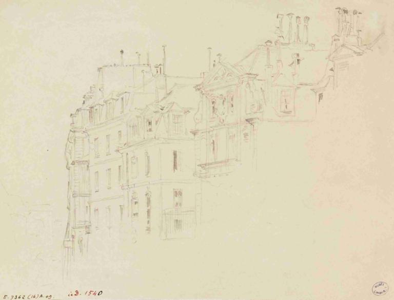 Façades d'immeubles parisiens du XVIIème siècle,Frédéric Houbron,Sketch,Sketch, no humans, building, sketch