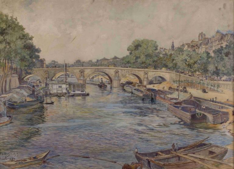 La Seine au pont-Marie, en 1899. 1er arrondissement,Seine Pont Marien kohdalla, 1899. 1. kaupunginosa.