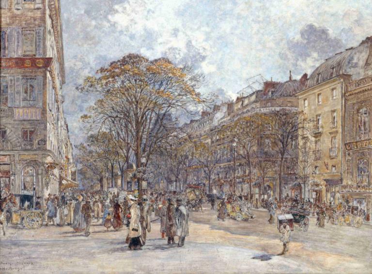 Le boulevard des Italiens, aspect du matin,Boulevard des Italiens, vista matinal,Frédéric Houbron