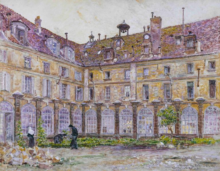 Le cloître de l'Abbaye-aux-Bois, rue de Sèvres,Frédéric Houbron,Peinture à l'huile,Peinture à l'huile