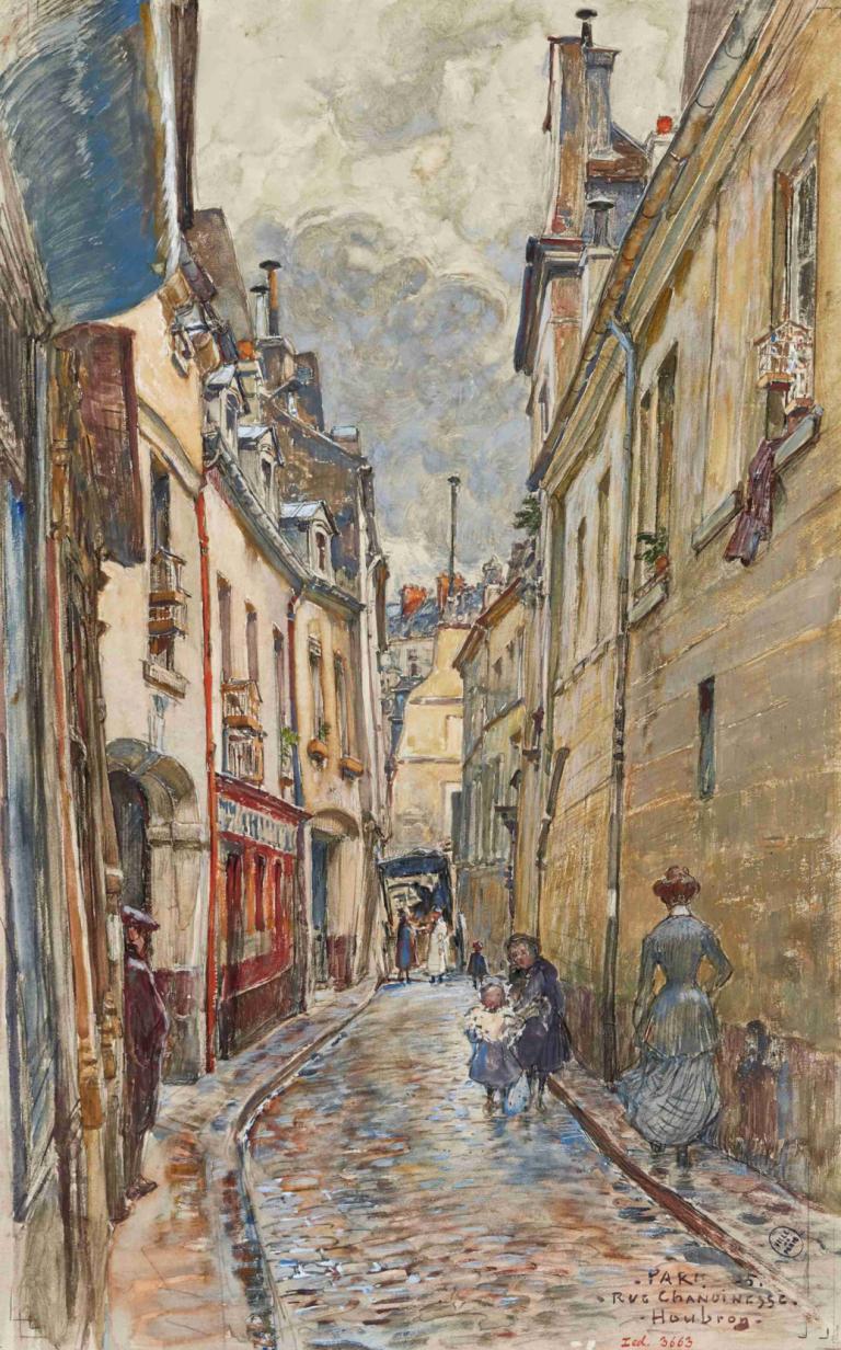 Rue Chanoinesse, en 1905. 4ème arrondissement,Rue Chanoinesse, leta 1905. 4. okrožje,Frédéric Houbron