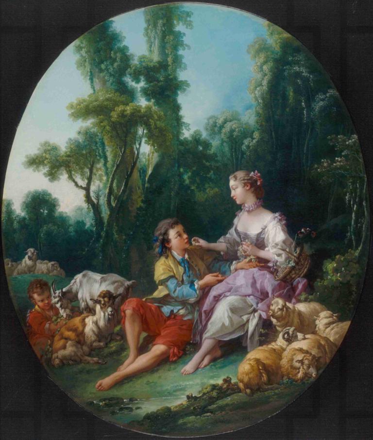 Are They Thinking about the Grape (Pensent-ils au raisin ),他们在想葡萄吗？,François Boucher,弗朗索瓦-布歇,油画,油画, 美术模仿, 赤脚