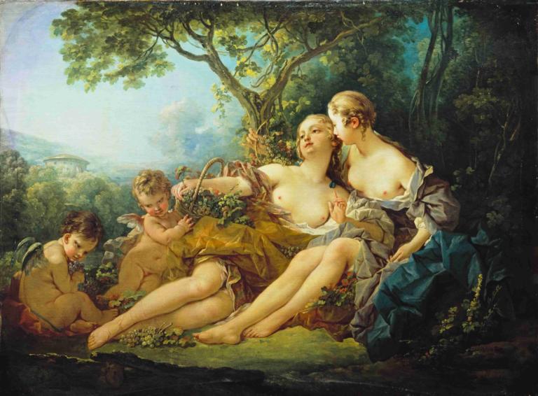 Erigone Conquered (Erigone vaincue),정복한 에리곤 (에리곤 베인큐),François Boucher,프랑수아 부셰,오일 페인팅,오일 페인팅, 미술 패러디, 여러 여자