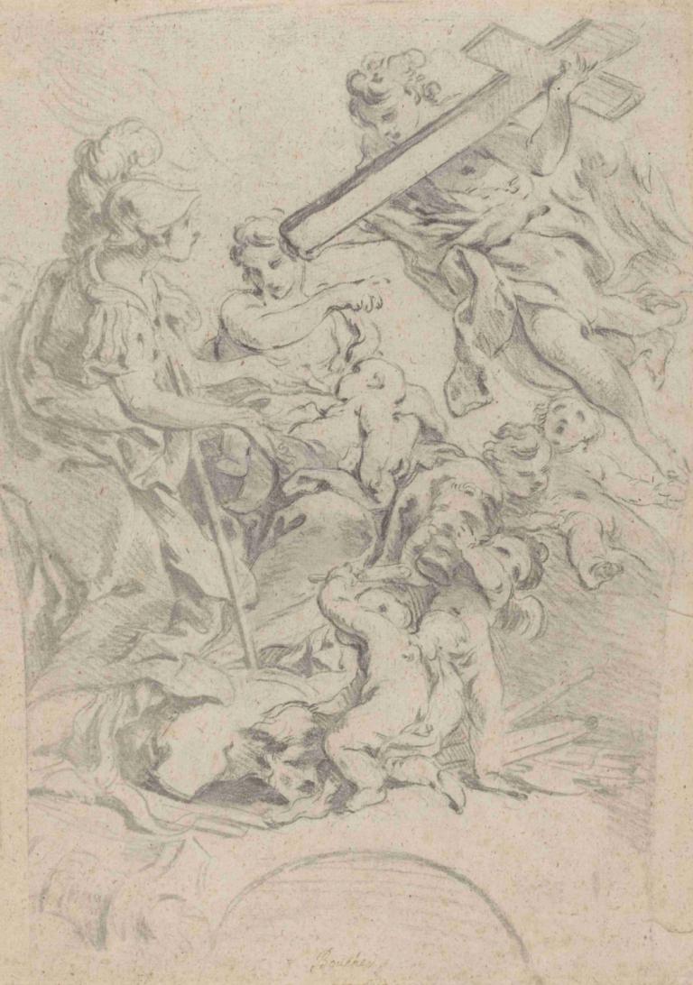 Faith and Charity,Tro og nestekjærlighet,François Boucher,Francois Boucher,Kobberplate Etsning