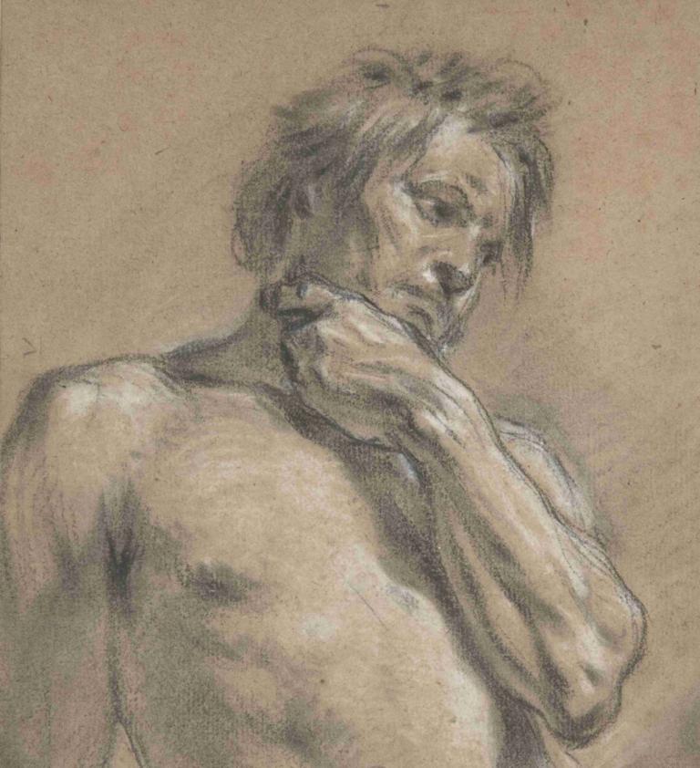 Half-Length Study of a Man,Studi Setengah Panjang tentang Seorang Pria,François Boucher