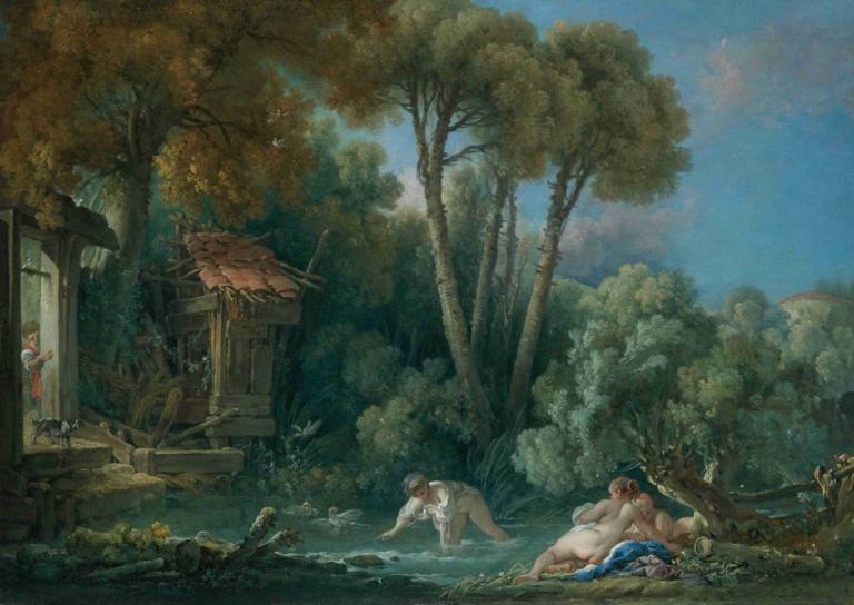 Les Baigneuses[Swimmers],Die Badenden[Swimmers],François Boucher,Ölgemälde,Ölgemälde, Baum, draußen